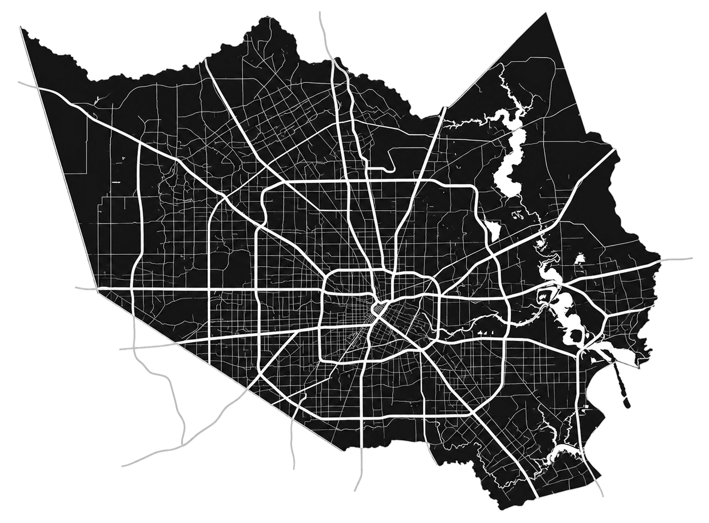Map of the City of Houston and its major road network